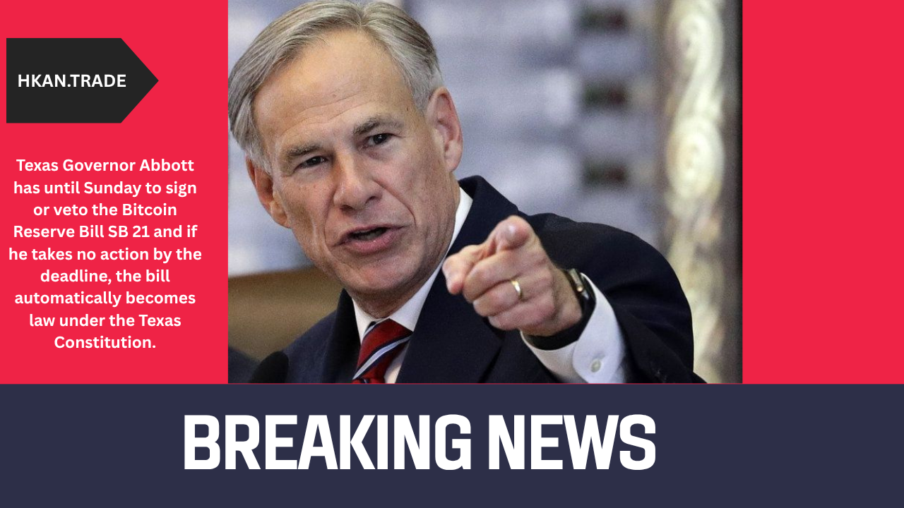 Bitcoin Reserve Bill SB 21 Awaits Governor Abbott’s Decision Automatically Becomes Law if No Action Taken by Sunday